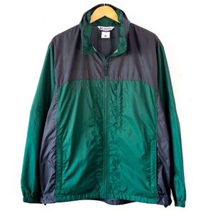 Mens Columbia Green And Grey Full Zip Hooded Windbreaker Size Large